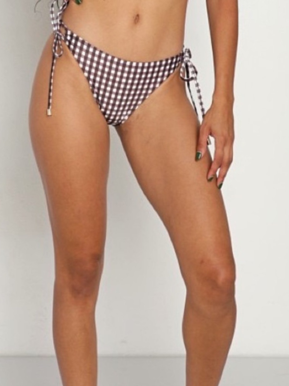 Anthropologie X Peony Tie Side Pant Bikini Bottom in Sunday Gingham Size 4